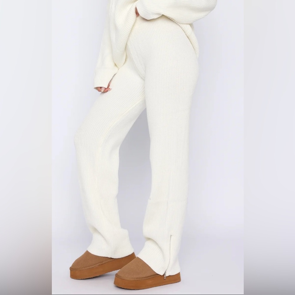 White Fox Boutique “Let’s Get Cosy” Knit Pants – Cream Size L